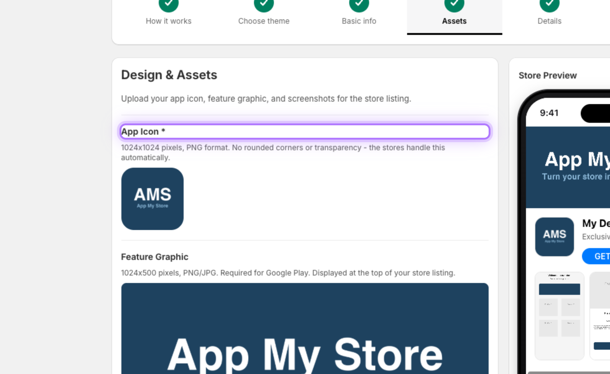 App icon upload