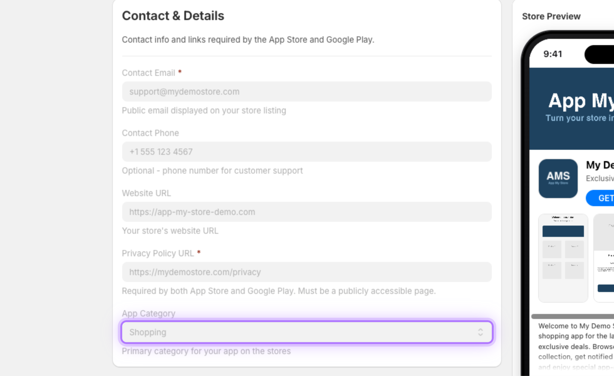 Category selector