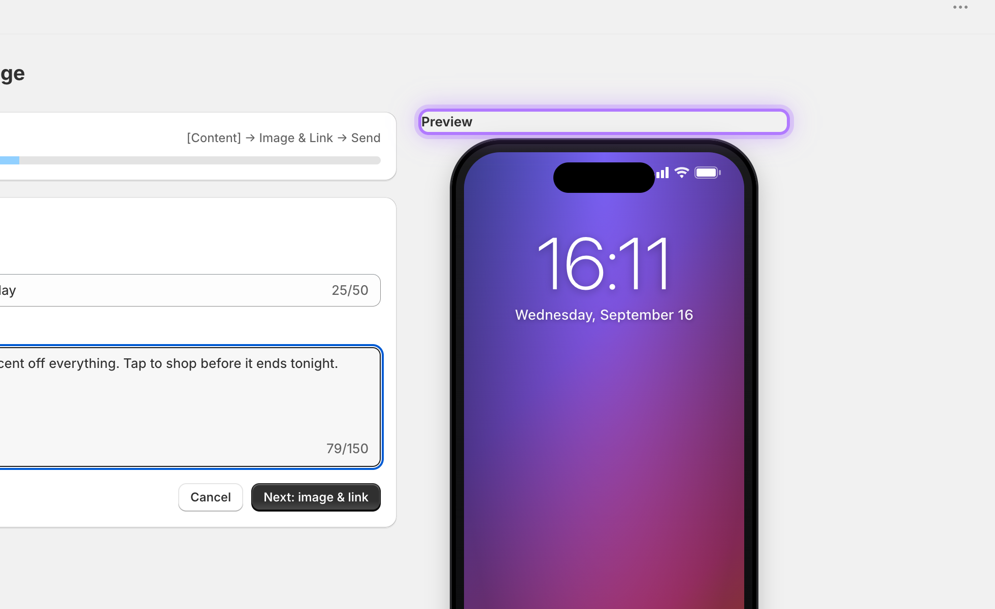 Live phone preview